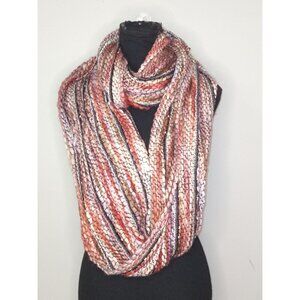 NWT Feelgoodz Pink Red Desert Luna Artisan Woven Infinity Scarf